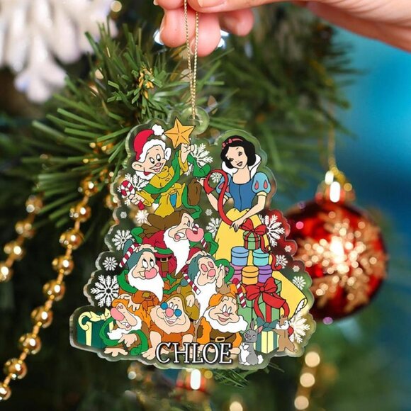 Personalized Snow White & Seven Dwarfs Ornament | Custom Disney Princess Tree De - Picture 1 of 1